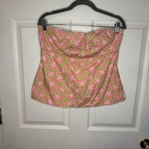 Vineyard Vines Pink and Green Starfish Cotton Tube Top Strapless Size 12 GUC